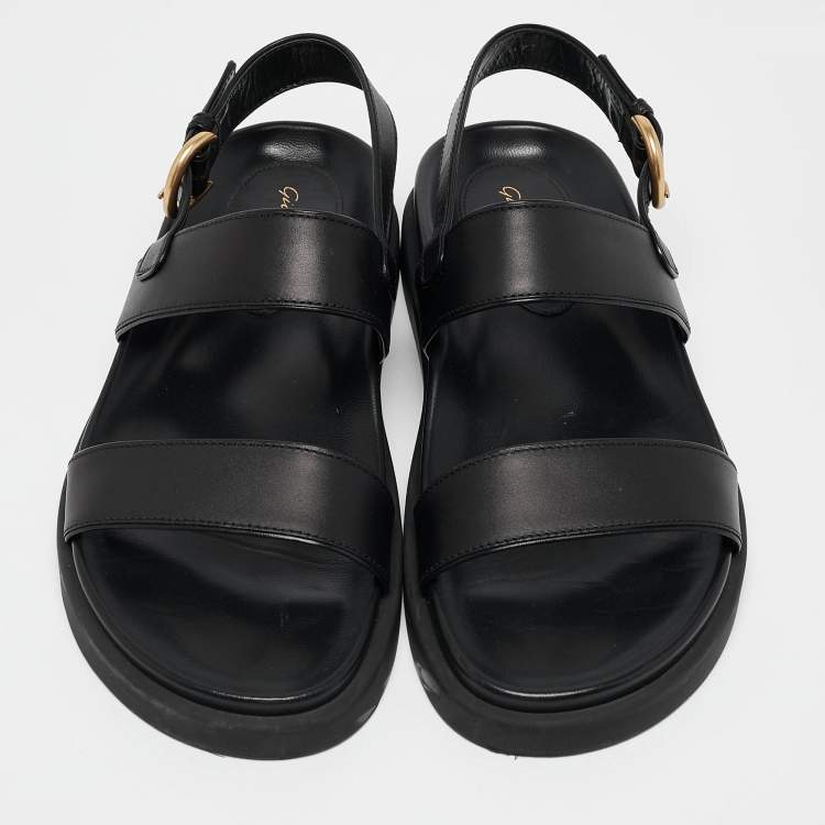 Pre Owned Gianvito Rossi Black Leather Bilbao Sandals Size 39