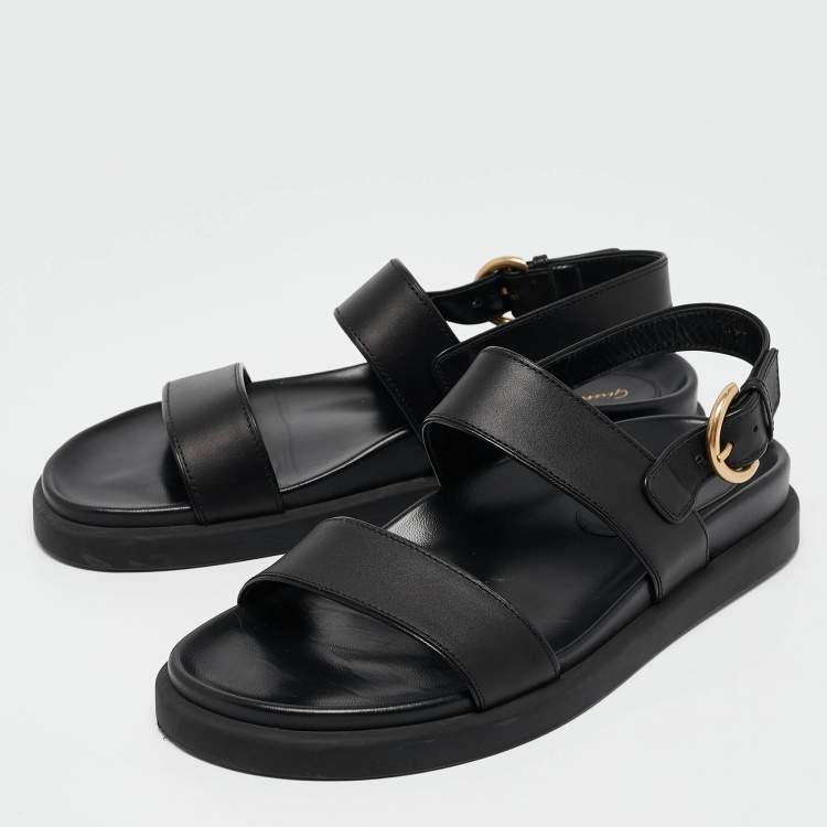 Pre Owned Gianvito Rossi Black Leather Bilbao Sandals Size 39