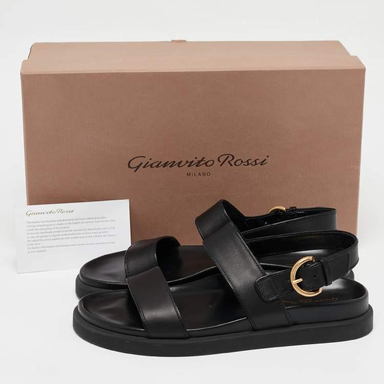 Pre Owned Gianvito Rossi Black Leather Bilbao Sandals Size 39