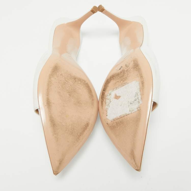 Pre Owned Gianvito Rossi White Leather Alise Mules Size 39