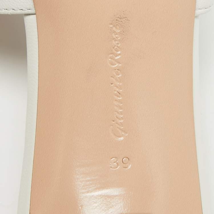 Pre Owned Gianvito Rossi White Leather Alise Mules Size 39