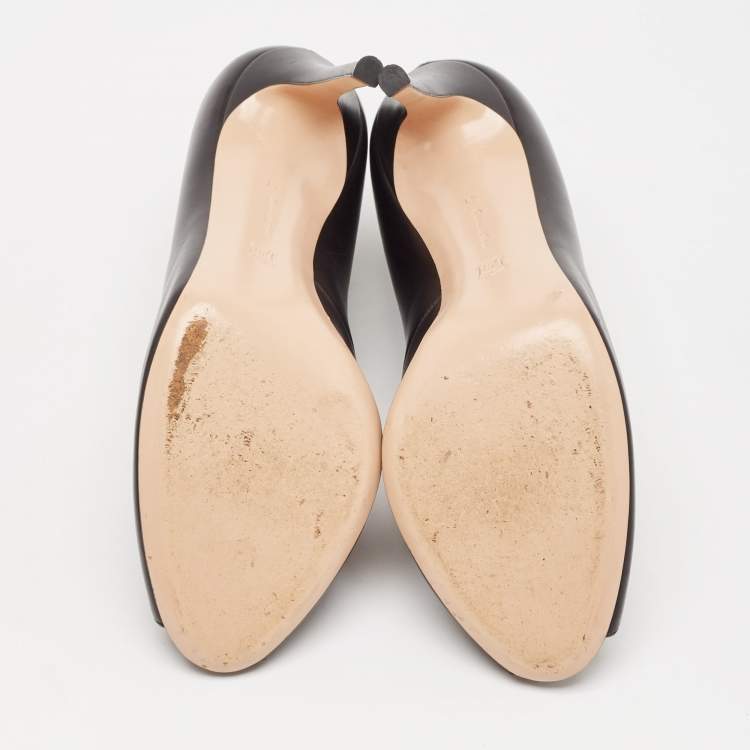 Pre Owned Gianvito Rossi Black Leather Vamp Booties Size 41