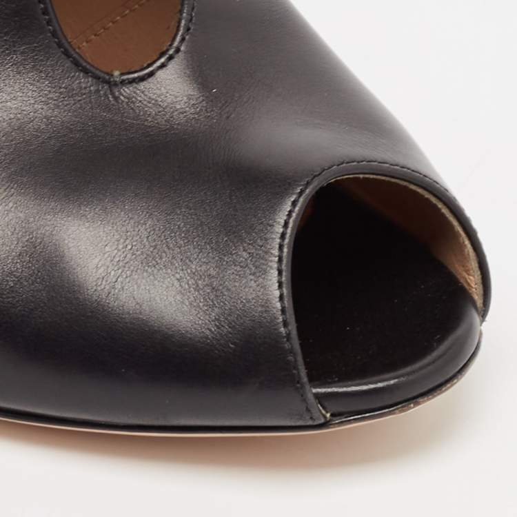 Pre Owned Gianvito Rossi Black Leather Vamp Booties Size 41