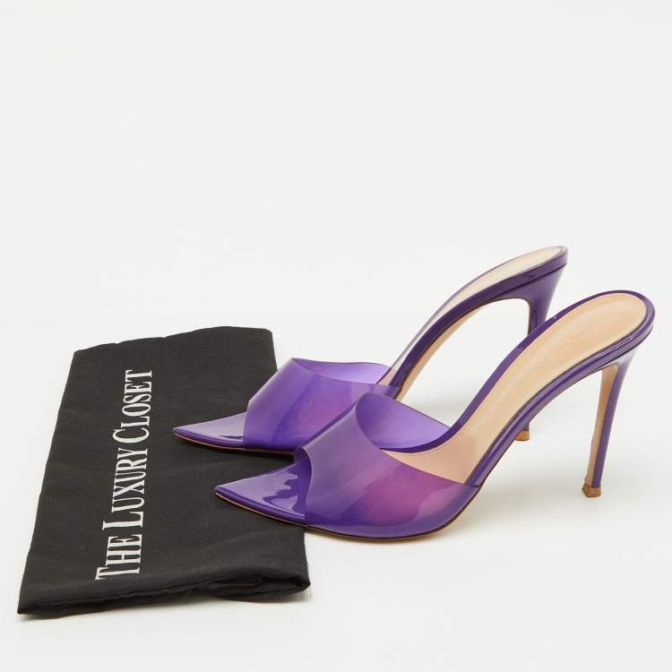 مملوكة مسبقًا Gianvito Rossi Purple PVC Elle Slide Sandals Size 40