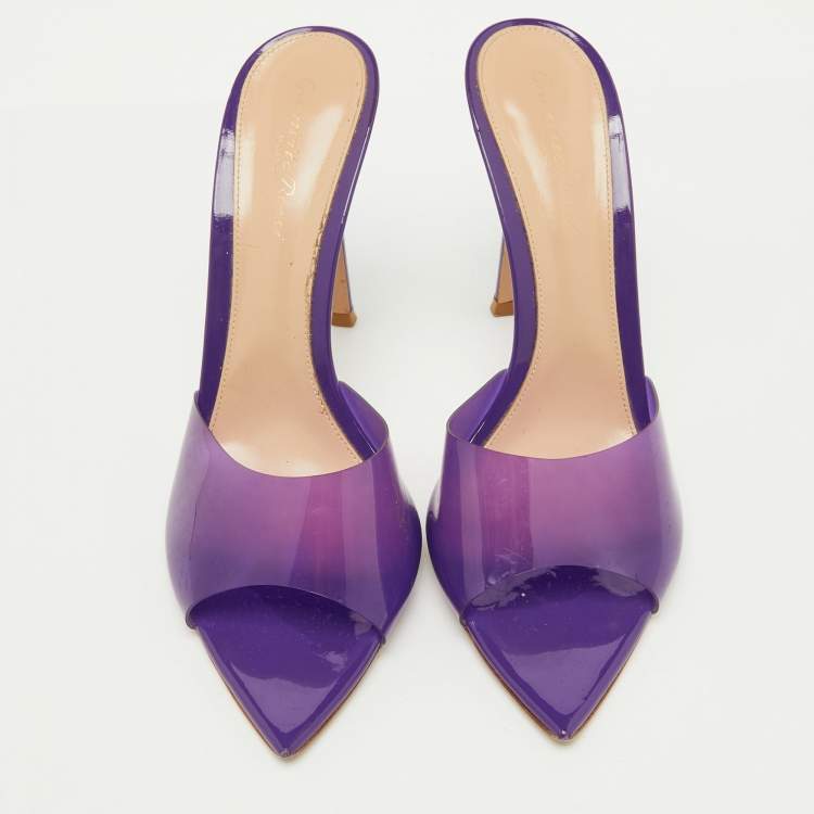 مملوكة مسبقًا Gianvito Rossi Purple PVC Elle Slide Sandals Size 40