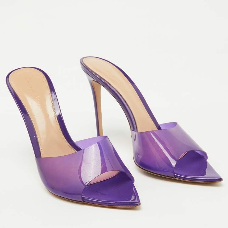 مملوكة مسبقًا Gianvito Rossi Purple PVC Elle Slide Sandals Size 40