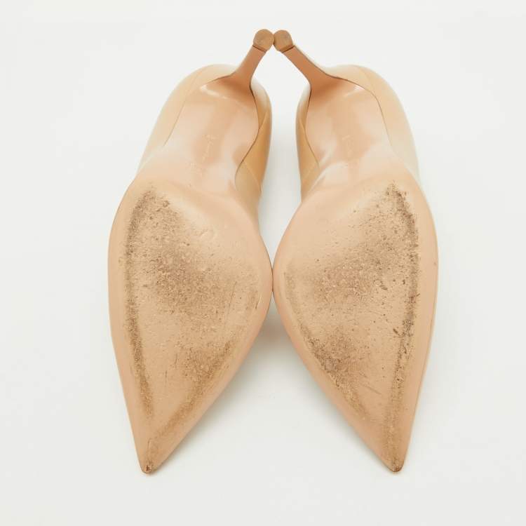 Pre Owned Gianvito Rossi Beige Leather Pointed Toe Pumps Size 38