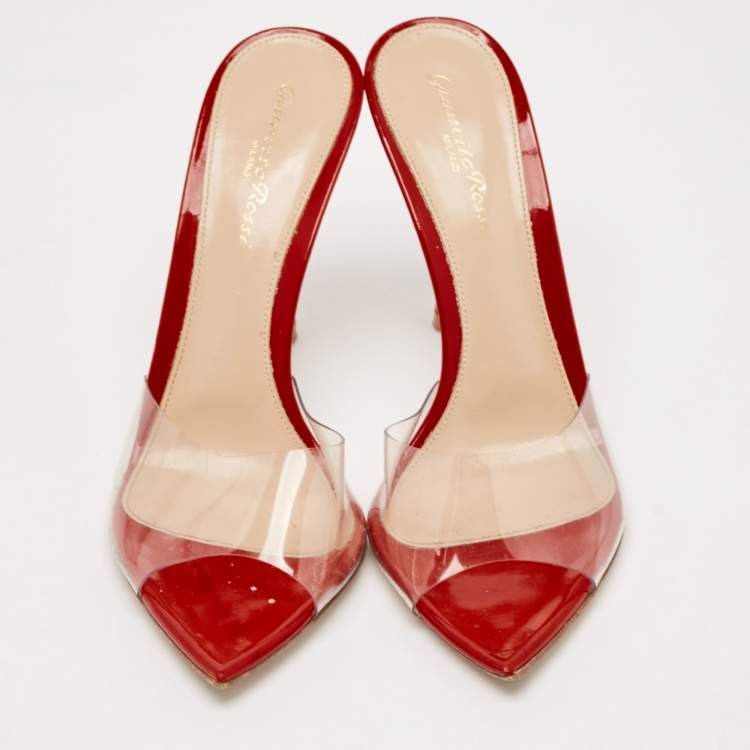 Pre Owned Gianvito Rossi Transparent PVC Elle Slide Sandals Size 37.5