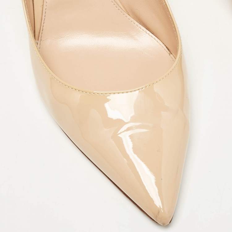 Pre Owned Gianvito Rossi Beige Patent Leather Plexi Pumps Size 42