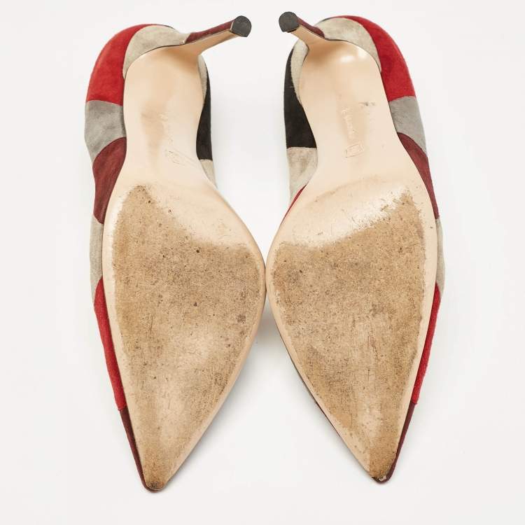 Pre Owned Gianvito Rossi Multicolor Suede Pointed Toe  Pumps Size 42