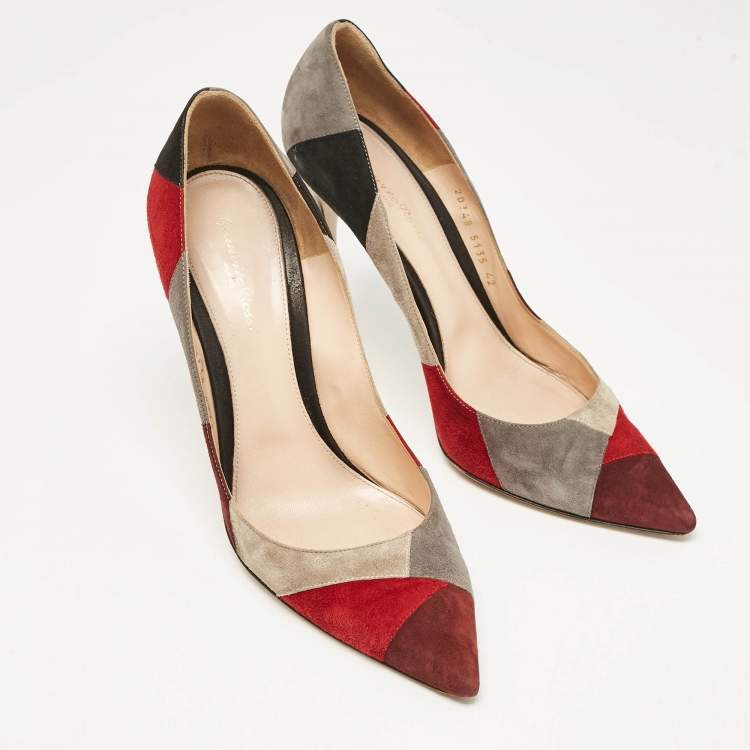 Pre Owned Gianvito Rossi Multicolor Suede Pointed Toe  Pumps Size 42