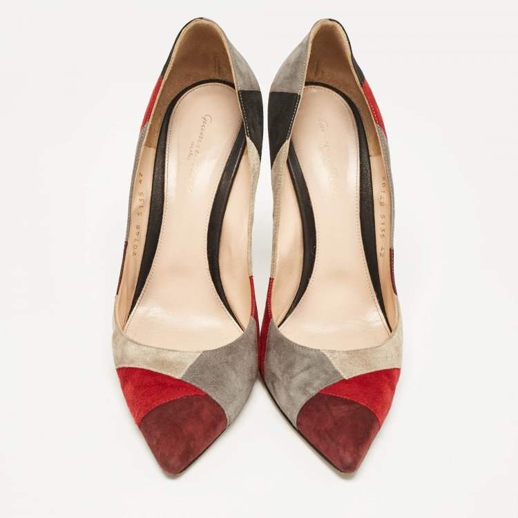 Pre Owned Gianvito Rossi Multicolor Suede Pointed Toe  Pumps Size 42