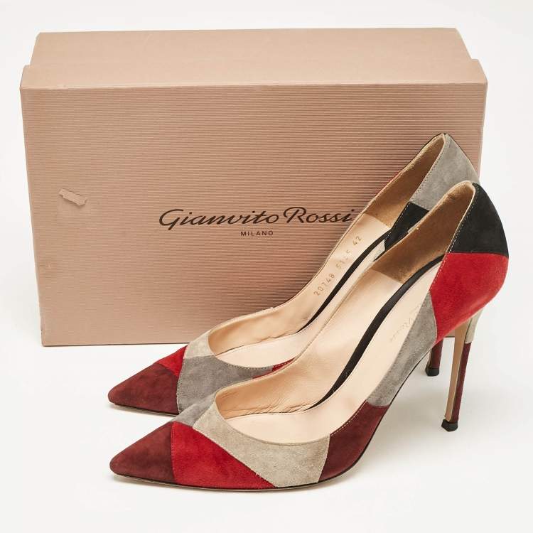 Pre Owned Gianvito Rossi Multicolor Suede Pointed Toe  Pumps Size 42