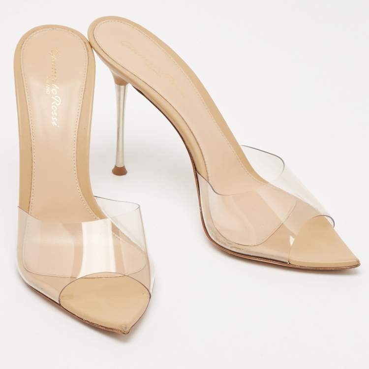 Pre Owned Gianvito Rossi Transparent PVC Lyn Slide Sandals Size 38