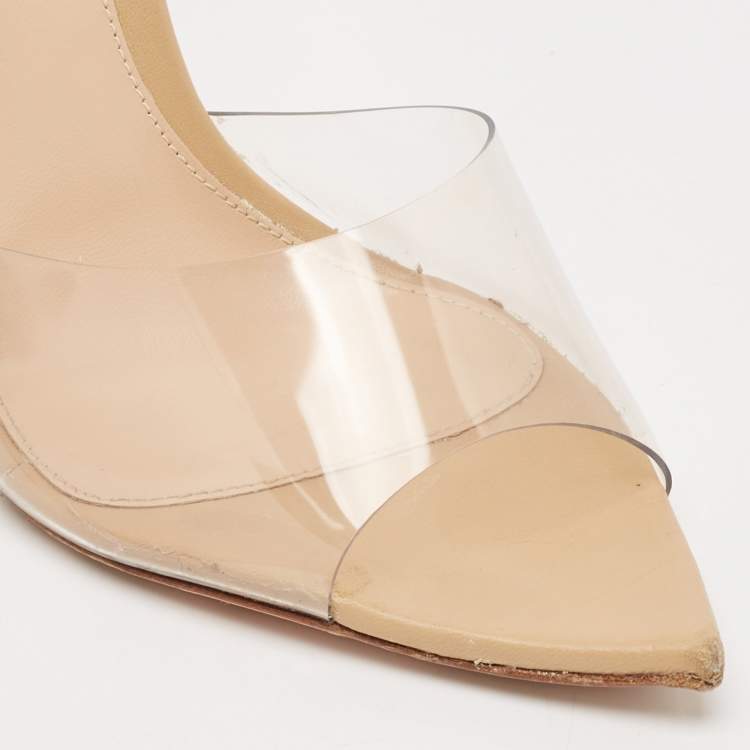 Pre Owned Gianvito Rossi Transparent PVC Lyn Slide Sandals Size 38