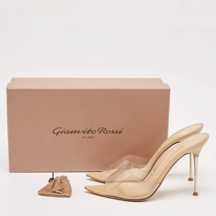 Pre Owned Gianvito Rossi Transparent PVC Lyn Slide Sandals Size 38