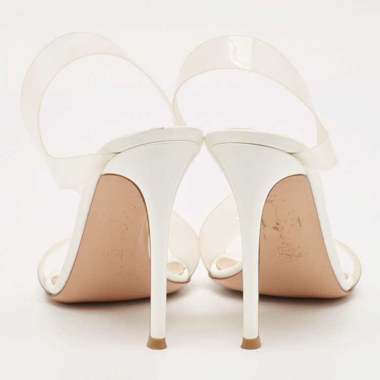 Pre Owned Gianvito Rossi Transparent PVC Metropolis Ankle Strap Sandals Size 40.5