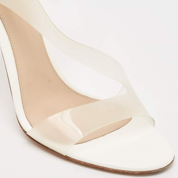 Pre Owned Gianvito Rossi Transparent PVC Metropolis Ankle Strap Sandals Size 40.5