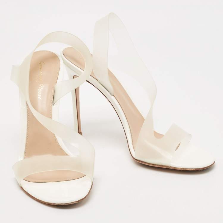 Pre Owned Gianvito Rossi Transparent PVC Metropolis Ankle Strap Sandals Size 40.5