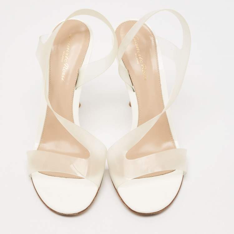 Pre Owned Gianvito Rossi Transparent PVC Metropolis Ankle Strap Sandals Size 40.5