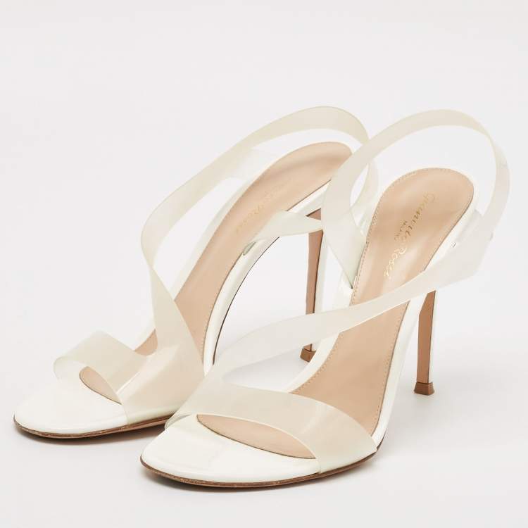 Pre Owned Gianvito Rossi Transparent PVC Metropolis Ankle Strap Sandals Size 40.5