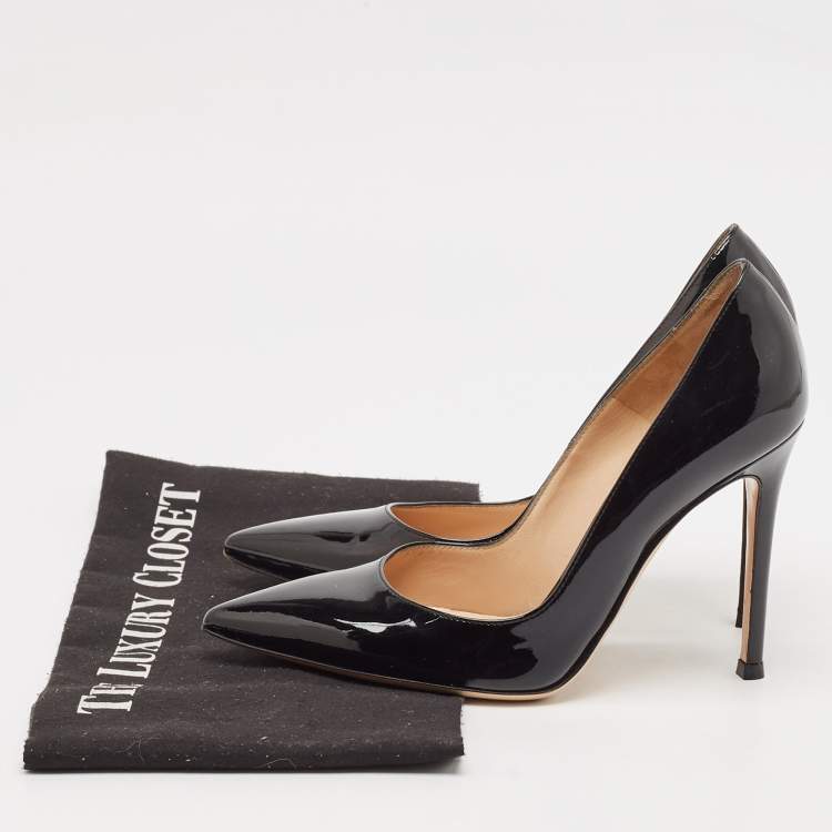 Pre Owned Gianvito Rossi Black Patent Leather Plexi Pumps Size 35