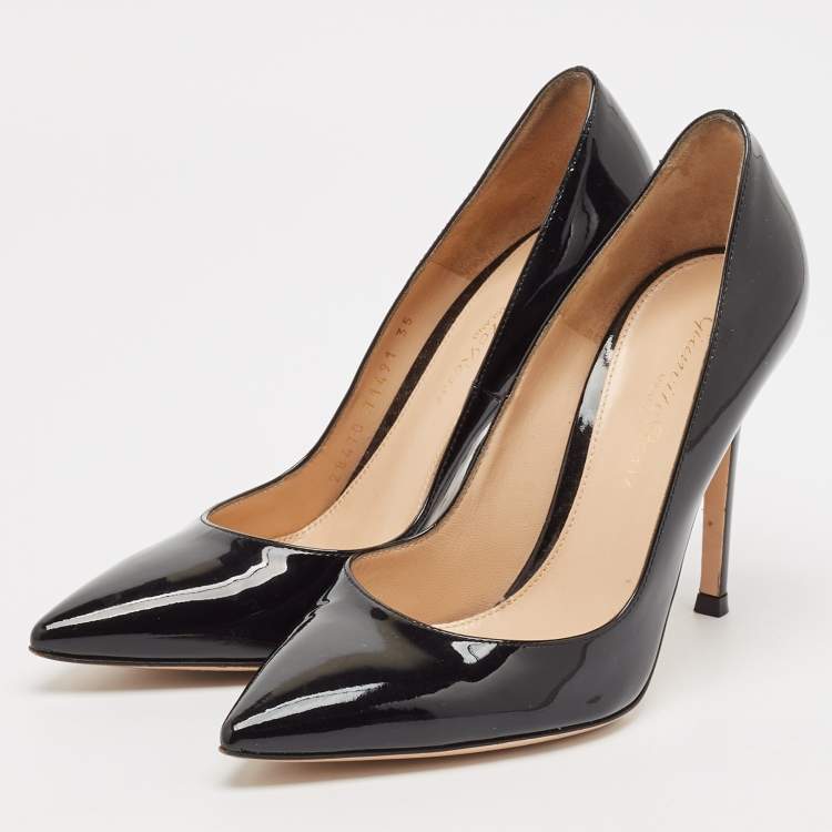 Pre Owned Gianvito Rossi Black Patent Leather Plexi Pumps Size 35