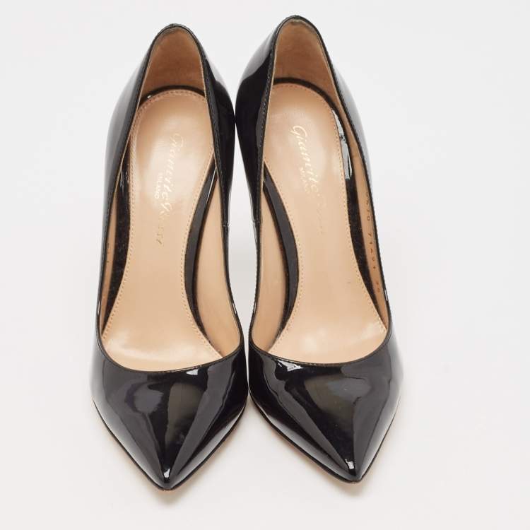 Pre Owned Gianvito Rossi Black Patent Leather Plexi Pumps Size 35