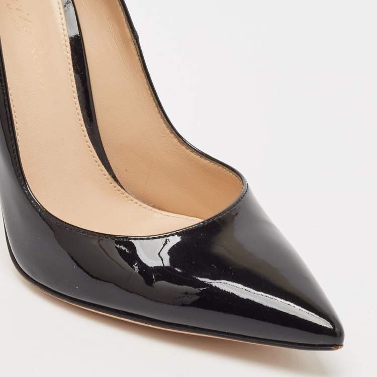 Pre Owned Gianvito Rossi Black Patent Leather Plexi Pumps Size 35