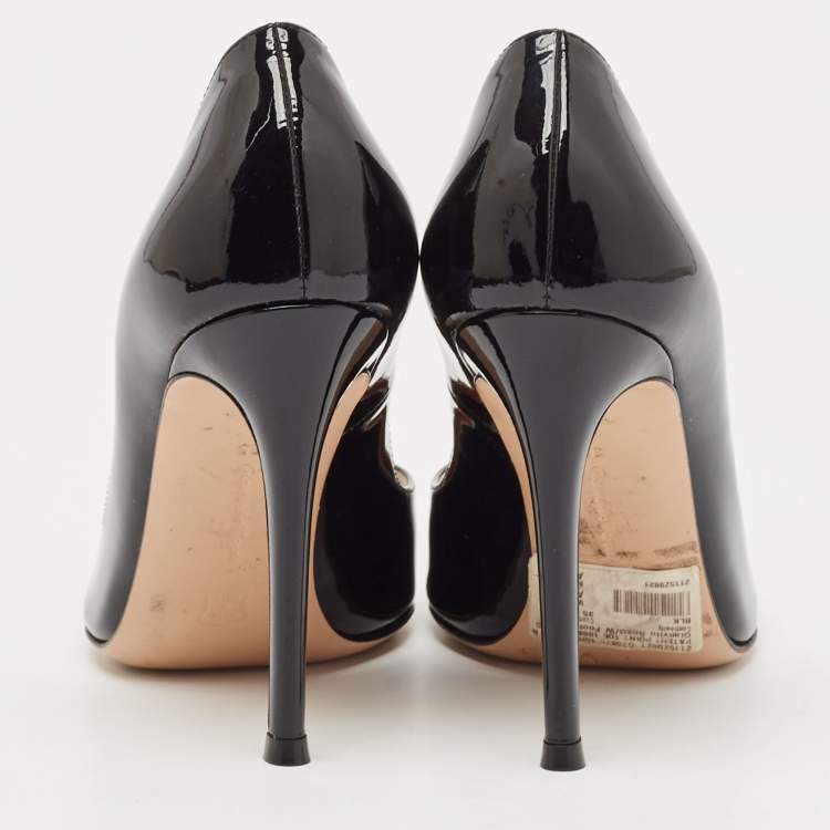 Pre Owned Gianvito Rossi Black Patent Leather Plexi Pumps Size 35