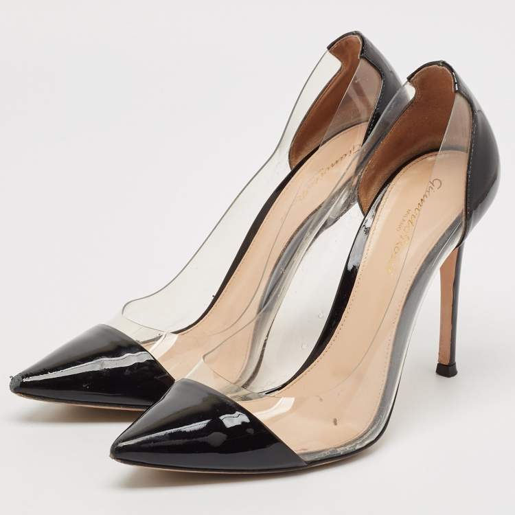 Gianvito Rossi Black Patent Leather and PVC Plexi Pumps Size