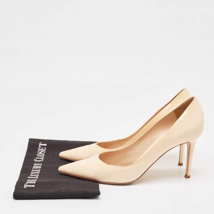 Pre Owned Gianvito Rossi Beige Patent Leather Plexi Pumps Size 42