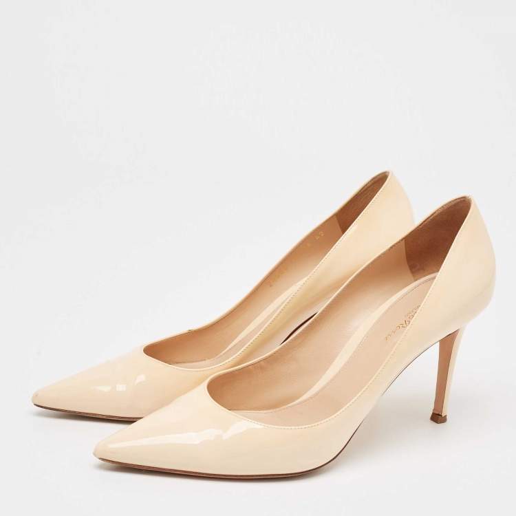 Pre Owned Gianvito Rossi Beige Patent Leather Plexi Pumps Size 42