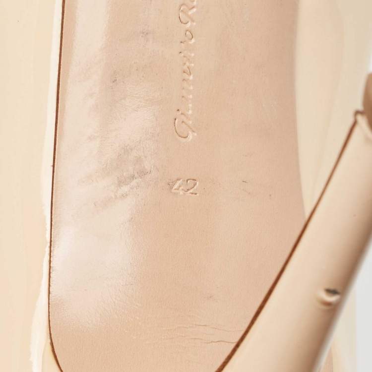 Pre Owned Gianvito Rossi Beige Patent Leather Plexi Pumps Size 42