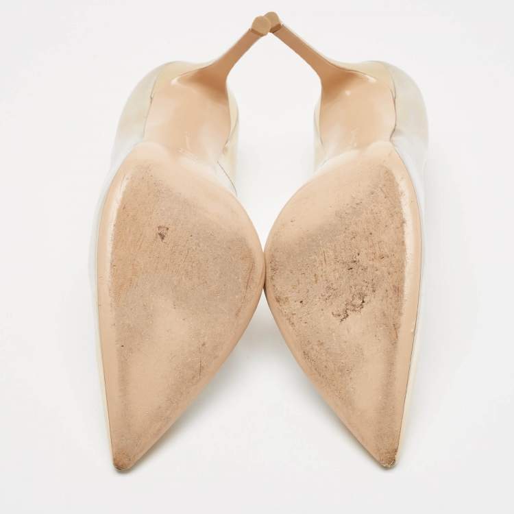 Pre Owned Gianvito Rossi Gold/Silver Leather Pointed Toe Pumps Size 42