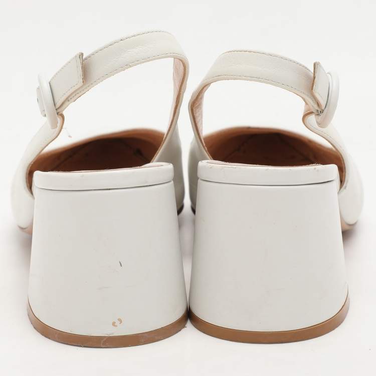 Pre Owned Gianvito Rossi White Leather Slingback Pumps Size 37.5
