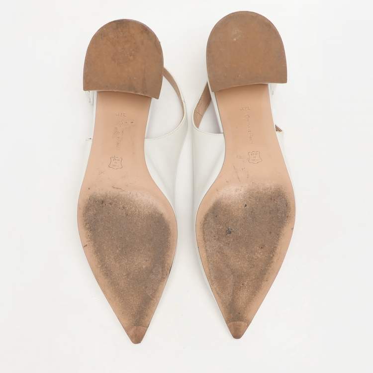 Pre Owned Gianvito Rossi White Leather Slingback Pumps Size 37.5