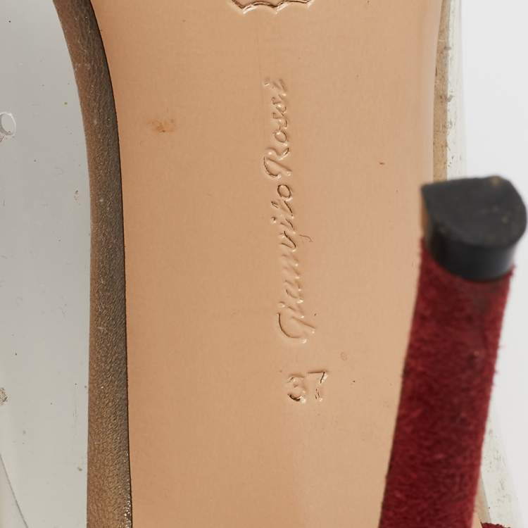 Pre Owned Gianvito Rossi Red/Gold  PVC and Suede Plexi Pumps Size 37