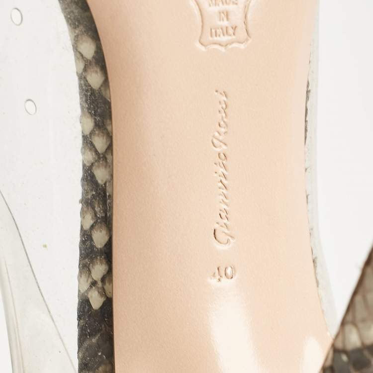 Pre Owned Gianvito Rossi Beige PVC and Python Leather Plexi Pumps Size 40
