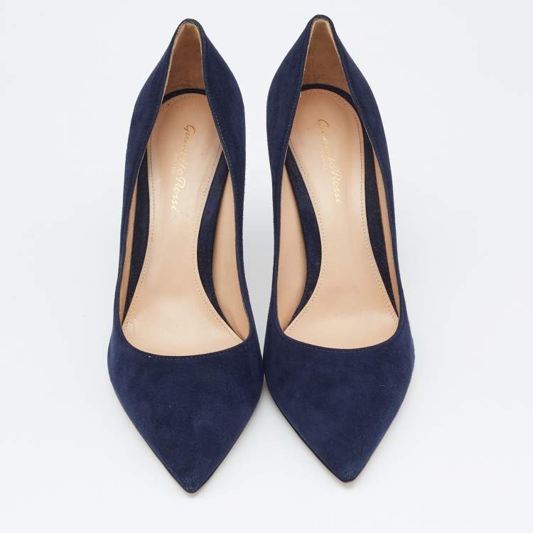 Pre Owned Gianvito Rossi Navy Blue Suede Gianvito 105 Pumps Size 40