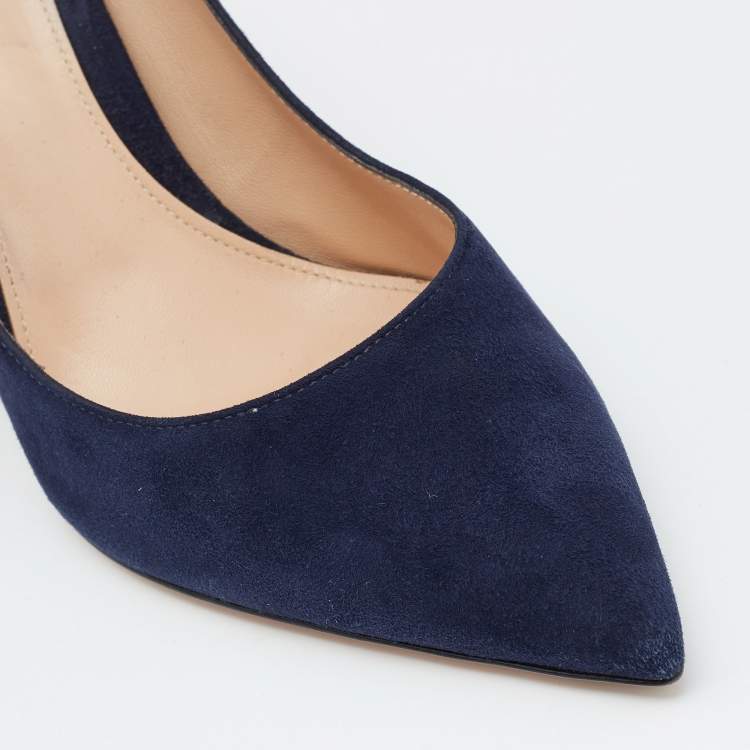 Pre Owned Gianvito Rossi Navy Blue Suede Gianvito 105 Pumps Size 40