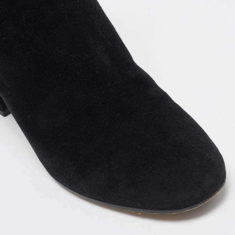 Pre Owned Gianvito Rossi Black Suede Ankle Length Boots Size 38.5