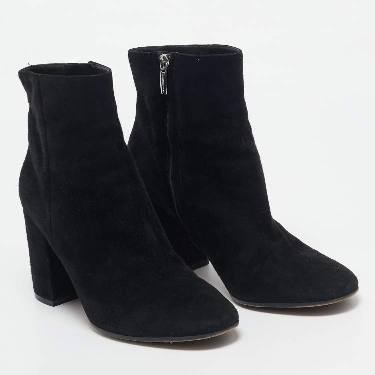 Pre Owned Gianvito Rossi Black Suede Ankle Length Boots Size 38.5
