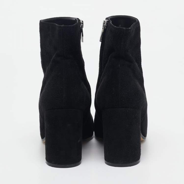 Pre Owned Gianvito Rossi Black Suede Ankle Length Boots Size 38.5