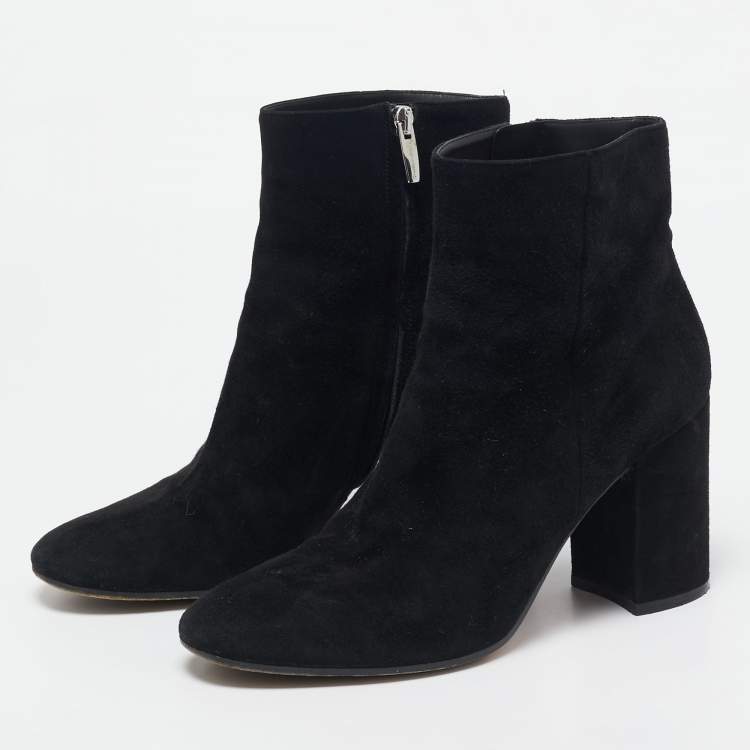 Pre Owned Gianvito Rossi Black Suede Ankle Length Boots Size 38.5