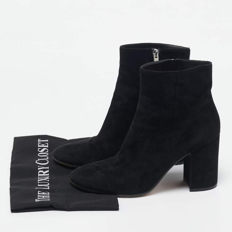Pre Owned Gianvito Rossi Black Suede Ankle Length Boots Size 38.5