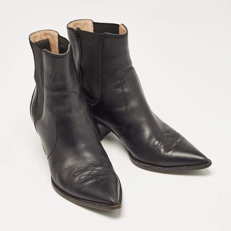 Pre Owned Gianvito Rossi Black Leather Hiking Boots Size 38