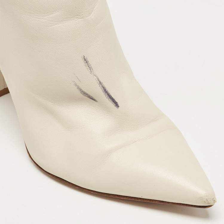 Pre Owned Gianvito Rossi Cream Leather Lyell Ankle Length Boots Size 39