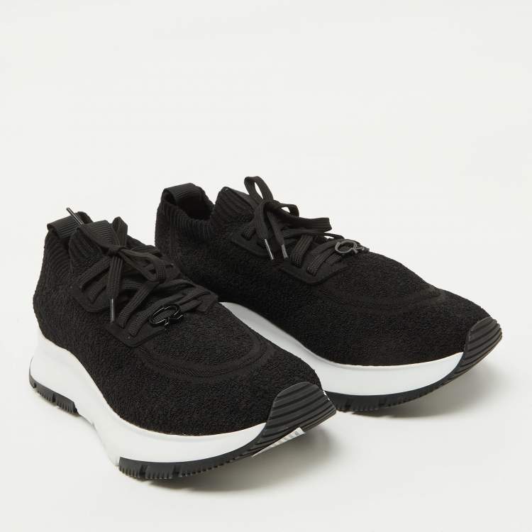 Pre Owned Gianvito Rossi Black Fabric Lace Up Sneakers Size 40