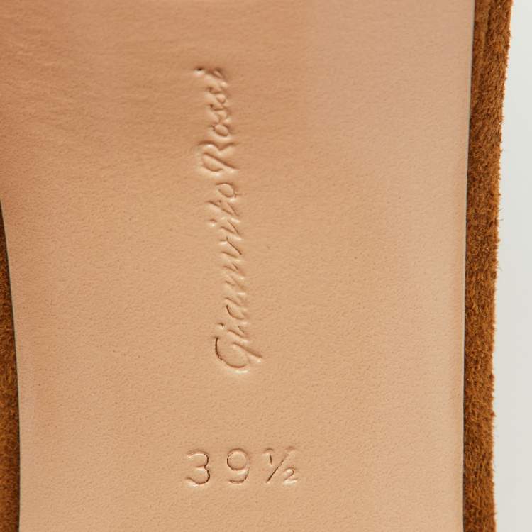 Pre Owned Gianvito Rossi Brown Suede Platform Ankle Strap Sandals Size 39.5